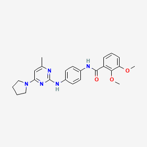 molecular formula C24H27N5O3 B11242932 2,3-Dimethoxy-N-(4-{[4-methyl-6-(pyrrolidin-1-YL)pyrimidin-2-YL]amino}phenyl)benzamide 