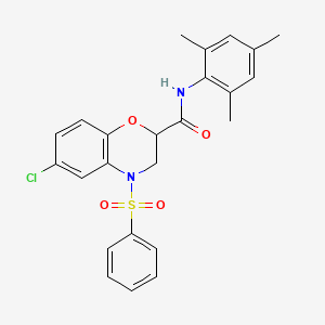 6-chloro-4-(phenylsulfonyl)-N-(2,4,6-trimethylphenyl)-3,4-dihydro-2H-1,4-benzoxazine-2-carboxamide