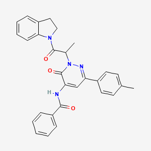 N-{2-[1-(2,3-dihydro-1H-indol-1-yl)-1-oxopropan-2-yl]-6-(4-methylphenyl)-3-oxo-2,3-dihydropyridazin-4-yl}benzamide