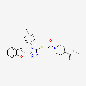 methyl 1-({[5-(1-benzofuran-2-yl)-4-(4-methylphenyl)-4H-1,2,4-triazol-3-yl]sulfanyl}acetyl)piperidine-4-carboxylate