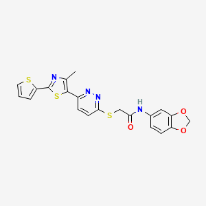 N-(benzo[d][1,3]dioxol-5-yl)-2-((6-(4-methyl-2-(thiophen-2-yl)thiazol-5-yl)pyridazin-3-yl)thio)acetamide