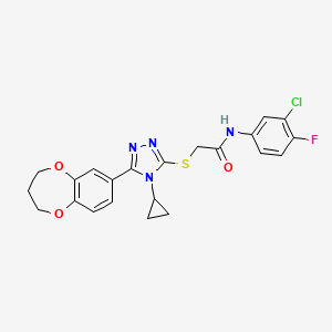 N-(3-chloro-4-fluorophenyl)-2-{[4-cyclopropyl-5-(3,4-dihydro-2H-1,5-benzodioxepin-7-yl)-4H-1,2,4-triazol-3-yl]sulfanyl}acetamide