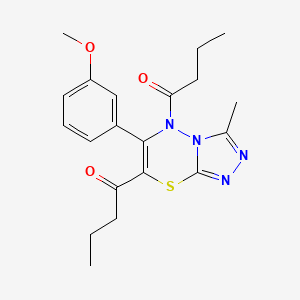 1,1'-[6-(3-methoxyphenyl)-3-methyl-5H-[1,2,4]triazolo[3,4-b][1,3,4]thiadiazine-5,7-diyl]dibutan-1-one