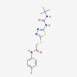 2-({5-[(Tert-butylcarbamoyl)amino]-1,3,4-thiadiazol-2-YL}sulfanyl)-N-(4-fluorophenyl)acetamide