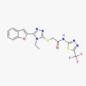 2-{[5-(1-benzofuran-2-yl)-4-ethyl-4H-1,2,4-triazol-3-yl]sulfanyl}-N-[5-(trifluoromethyl)-1,3,4-thiadiazol-2-yl]acetamide