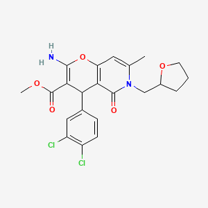 methyl 2-amino-4-(3,4-dichlorophenyl)-7-methyl-5-oxo-6-((tetrahydrofuran-2-yl)methyl)-5,6-dihydro-4H-pyrano[3,2-c]pyridine-3-carboxylate