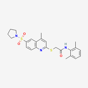 N-(2,6-Dimethylphenyl)-2-{[4-methyl-6-(pyrrolidine-1-sulfonyl)quinolin-2-YL]sulfanyl}acetamide