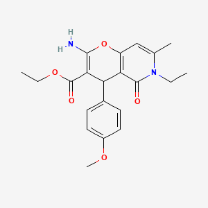 ethyl 2-amino-6-ethyl-4-(4-methoxyphenyl)-7-methyl-5-oxo-4H,5H,6H-pyrano[3,2-c]pyridine-3-carboxylate