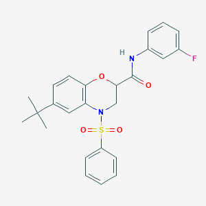 6-tert-butyl-N-(3-fluorophenyl)-4-(phenylsulfonyl)-3,4-dihydro-2H-1,4-benzoxazine-2-carboxamide