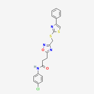 N-(4-chlorophenyl)-3-(3-{[(4-phenyl-1,3-thiazol-2-yl)sulfanyl]methyl}-1,2,4-oxadiazol-5-yl)propanamide