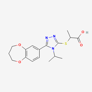 molecular formula C17H21N3O4S B11243180 2-{[5-(3,4-dihydro-2H-1,5-benzodioxepin-7-yl)-4-(propan-2-yl)-4H-1,2,4-triazol-3-yl]sulfanyl}propanoic acid 