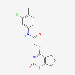 molecular formula C16H16ClN3O2S B11243206 N-(3-Chloro-4-methylphenyl)-2-({2-oxo-1H,2H,5H,6H,7H-cyclopenta[D]pyrimidin-4-YL}sulfanyl)acetamide 