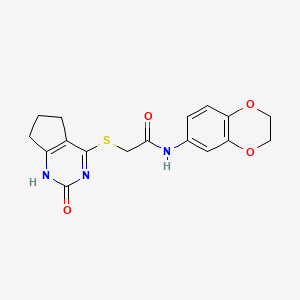 N-(2,3-Dihydro-1,4-benzodioxin-6-YL)-2-({2-oxo-1H,2H,5H,6H,7H-cyclopenta[D]pyrimidin-4-YL}sulfanyl)acetamide