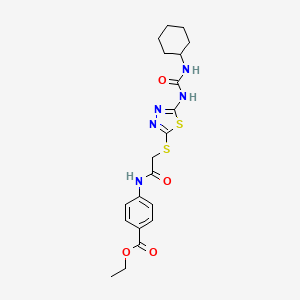 Ethyl 4-(2-((5-(3-cyclohexylureido)-1,3,4-thiadiazol-2-yl)thio)acetamido)benzoate