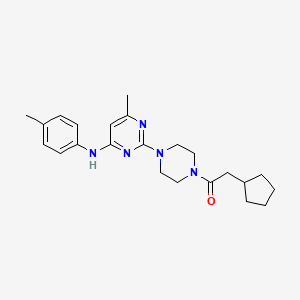 2-Cyclopentyl-1-(4-(4-methyl-6-(p-tolylamino)pyrimidin-2-yl)piperazin-1-yl)ethanone