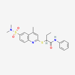 molecular formula C22H25N3O3S2 B11243320 2-{[6-(dimethylsulfamoyl)-4-methylquinolin-2-yl]sulfanyl}-N-phenylbutanamide 