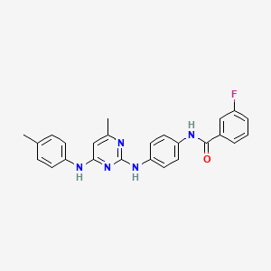 molecular formula C25H22FN5O B11243344 3-fluoro-N-[4-({4-methyl-6-[(4-methylphenyl)amino]pyrimidin-2-yl}amino)phenyl]benzamide 