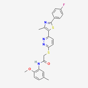 molecular formula C24H21FN4O2S2 B11243352 2-((6-(2-(4-fluorophenyl)-4-methylthiazol-5-yl)pyridazin-3-yl)thio)-N-(2-methoxy-5-methylphenyl)acetamide 