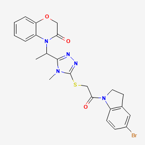 molecular formula C23H22BrN5O3S B11243362 4-[1-(5-{[2-(5-bromo-2,3-dihydro-1H-indol-1-yl)-2-oxoethyl]sulfanyl}-4-methyl-4H-1,2,4-triazol-3-yl)ethyl]-2H-1,4-benzoxazin-3(4H)-one 