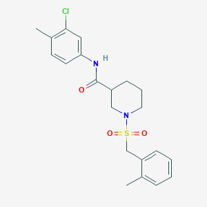 molecular formula C21H25ClN2O3S B11243376 N-(3-chloro-4-methylphenyl)-1-[(2-methylbenzyl)sulfonyl]piperidine-3-carboxamide 