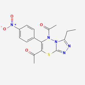 1,1'-[3-ethyl-6-(4-nitrophenyl)-5H-[1,2,4]triazolo[3,4-b][1,3,4]thiadiazine-5,7-diyl]diethanone