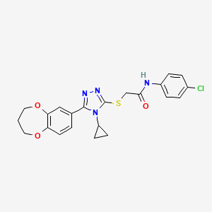 molecular formula C22H21ClN4O3S B11243438 N-(4-chlorophenyl)-2-{[4-cyclopropyl-5-(3,4-dihydro-2H-1,5-benzodioxepin-7-yl)-4H-1,2,4-triazol-3-yl]sulfanyl}acetamide 