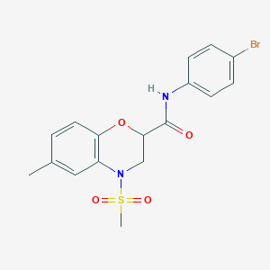 molecular formula C17H17BrN2O4S B11243444 N-(4-bromophenyl)-6-methyl-4-(methylsulfonyl)-3,4-dihydro-2H-1,4-benzoxazine-2-carboxamide 