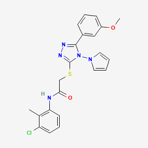 molecular formula C22H20ClN5O2S B11243455 N-(3-chloro-2-methylphenyl)-2-{[5-(3-methoxyphenyl)-4-(1H-pyrrol-1-yl)-4H-1,2,4-triazol-3-yl]sulfanyl}acetamide 