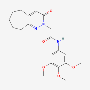 molecular formula C20H25N3O5 B11243478 2-(3-oxo-3,5,6,7,8,9-hexahydro-2H-cyclohepta[c]pyridazin-2-yl)-N-(3,4,5-trimethoxyphenyl)acetamide 