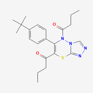 molecular formula C22H28N4O2S B11243479 1-[5-Butanoyl-6-(4-tert-butylphenyl)-5H-[1,2,4]triazolo[3,4-B][1,3,4]thiadiazin-7-YL]butan-1-one 