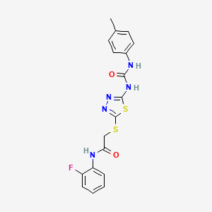 N-(2-Fluorophenyl)-2-[(5-{[(4-methylphenyl)carbamoyl]amino}-1,3,4-thiadiazol-2-YL)sulfanyl]acetamide