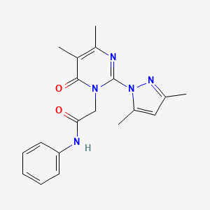 molecular formula C19H21N5O2 B11243492 2-(2-(3,5-dimethyl-1H-pyrazol-1-yl)-4,5-dimethyl-6-oxopyrimidin-1(6H)-yl)-N-phenylacetamide 