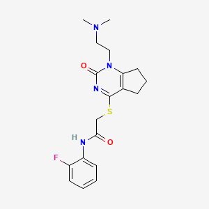 2-((1-(2-(dimethylamino)ethyl)-2-oxo-2,5,6,7-tetrahydro-1H-cyclopenta[d]pyrimidin-4-yl)thio)-N-(2-fluorophenyl)acetamide