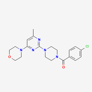 molecular formula C20H24ClN5O2 B11243520 (4-Chlorophenyl)(4-(4-methyl-6-morpholinopyrimidin-2-yl)piperazin-1-yl)methanone 