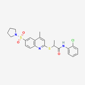 N-(2-Chlorophenyl)-2-{[4-methyl-6-(pyrrolidine-1-sulfonyl)quinolin-2-YL]sulfanyl}propanamide