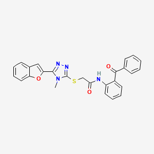 molecular formula C26H20N4O3S B11243524 2-{[5-(1-benzofuran-2-yl)-4-methyl-4H-1,2,4-triazol-3-yl]sulfanyl}-N-[2-(phenylcarbonyl)phenyl]acetamide 