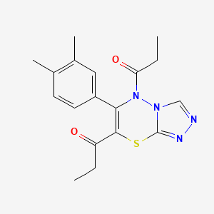 1,1'-[6-(3,4-dimethylphenyl)-5H-[1,2,4]triazolo[3,4-b][1,3,4]thiadiazine-5,7-diyl]dipropan-1-one