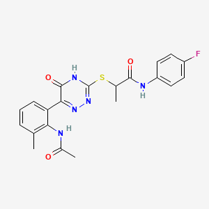 2-({6-[2-(acetylamino)-3-methylphenyl]-5-oxo-2,5-dihydro-1,2,4-triazin-3-yl}sulfanyl)-N-(4-fluorophenyl)propanamide