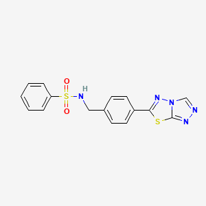 molecular formula C16H13N5O2S2 B11243542 N-[4-([1,2,4]triazolo[3,4-b][1,3,4]thiadiazol-6-yl)benzyl]benzenesulfonamide 