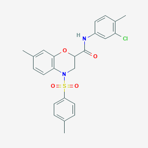 N-(3-chloro-4-methylphenyl)-7-methyl-4-[(4-methylphenyl)sulfonyl]-3,4-dihydro-2H-1,4-benzoxazine-2-carboxamide