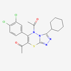 1,1'-[3-cyclohexyl-6-(3,4-dichlorophenyl)-5H-[1,2,4]triazolo[3,4-b][1,3,4]thiadiazine-5,7-diyl]diethanone