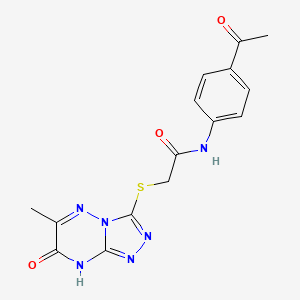 molecular formula C15H14N6O3S B11243622 N-(4-acetylphenyl)-2-[(6-methyl-7-oxo-7,8-dihydro[1,2,4]triazolo[4,3-b][1,2,4]triazin-3-yl)sulfanyl]acetamide 