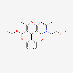 ethyl 2-amino-6-(2-methoxyethyl)-7-methyl-5-oxo-4-phenyl-5,6-dihydro-4H-pyrano[3,2-c]pyridine-3-carboxylate