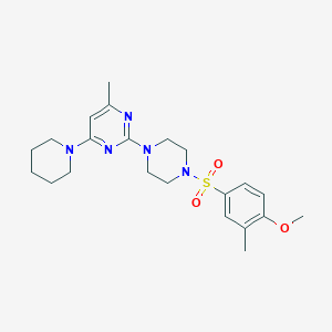 molecular formula C22H31N5O3S B11243649 2-(4-((4-Methoxy-3-methylphenyl)sulfonyl)piperazin-1-yl)-4-methyl-6-(piperidin-1-yl)pyrimidine 