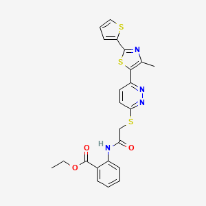 Ethyl 2-(2-((6-(4-methyl-2-(thiophen-2-yl)thiazol-5-yl)pyridazin-3-yl)thio)acetamido)benzoate