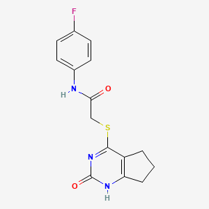 molecular formula C15H14FN3O2S B11243690 N-(4-Fluorophenyl)-2-({2-oxo-1H,2H,5H,6H,7H-cyclopenta[D]pyrimidin-4-YL}sulfanyl)acetamide 