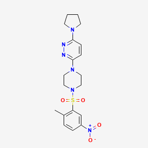 molecular formula C19H24N6O4S B11243701 3-(4-((2-Methyl-5-nitrophenyl)sulfonyl)piperazin-1-yl)-6-(pyrrolidin-1-yl)pyridazine 