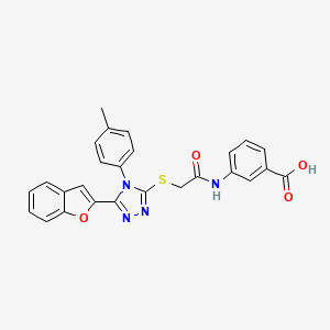 3-[({[5-(1-benzofuran-2-yl)-4-(4-methylphenyl)-4H-1,2,4-triazol-3-yl]sulfanyl}acetyl)amino]benzoic acid