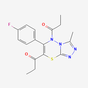 1-[6-(4-Fluorophenyl)-3-methyl-7-propanoyl-5H-[1,2,4]triazolo[3,4-B][1,3,4]thiadiazin-5-YL]propan-1-one