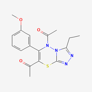 1,1'-[3-ethyl-6-(3-methoxyphenyl)-5H-[1,2,4]triazolo[3,4-b][1,3,4]thiadiazine-5,7-diyl]diethanone